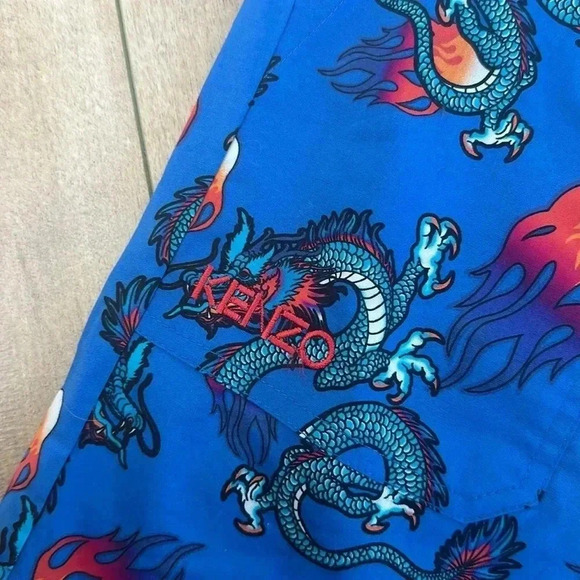 KENZO Blue Dragons Orange Fire Bermudas Shorts Boys Sz 12 - Picture 7 of 10